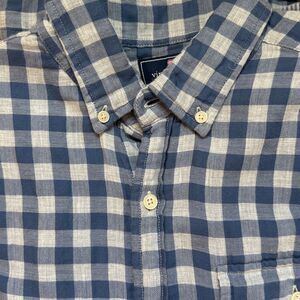 Vineyard vines hundred percent cotton Crosby shirt blue gray gingham men small